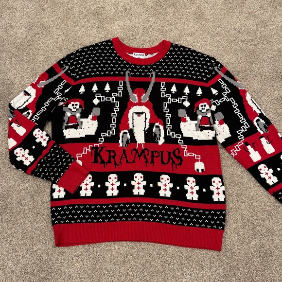 Officially Licensed Krampus Ugly Christmas Sweater Mens L - Picture 3 of 5